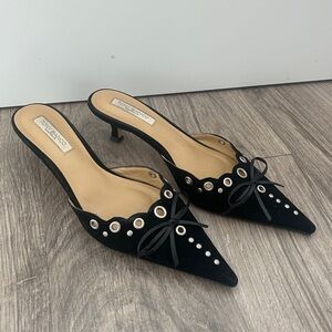 Tony Bianco Black Studded Bow Kitten Heels